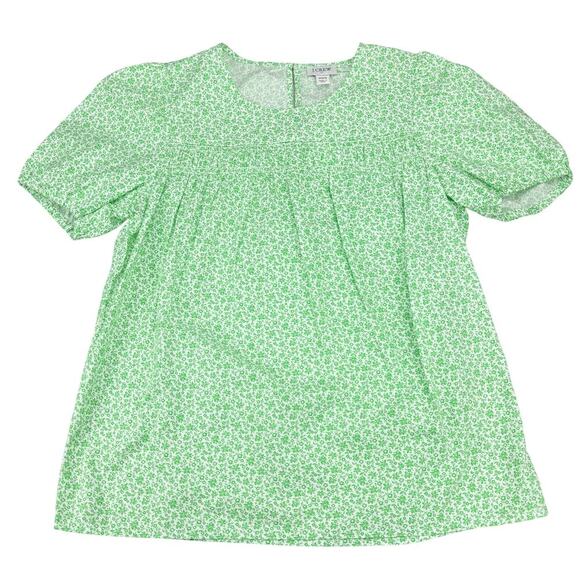 NWT J.CREW Puff-Sleeve Top Sz XXS Disty Floral Green - Picture 3 of 6